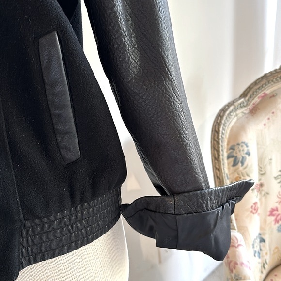 Cole Haan Leather/Wool/Cashmere Bomber Jacket with an Elegant Edge - Picture 6 of 11